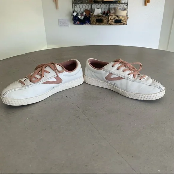 Tretorn Nylite Leather Pink and White Sneakers Retro Vintage Minimalist Casual 9 - Picture 6 of 6